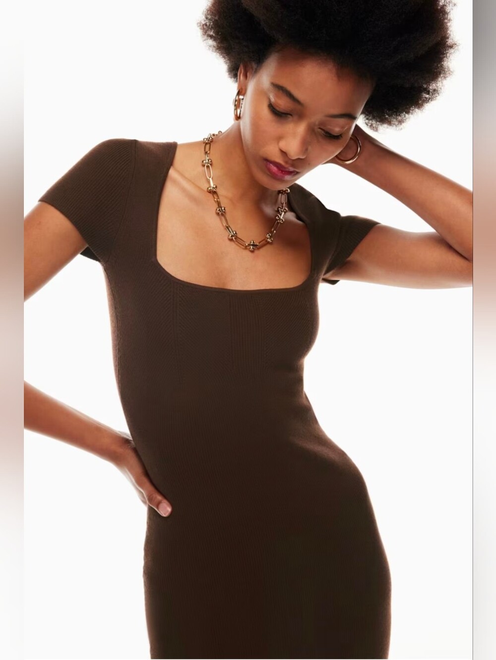 Babaton Emerge Sweater Dress In Coffee Bean Brown - Picture 2 of 13